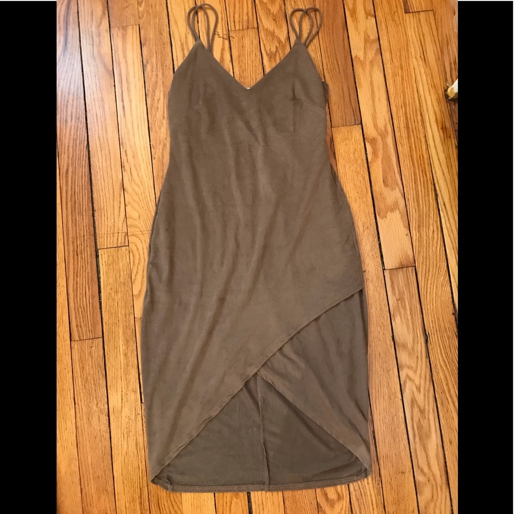 Suede Papaya Wrap Dress
